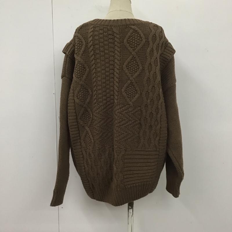 ニコアンド niko and... ニット、セーター 長袖 S205WE11TO ケーブル編み クルーネック 4  茶 / ブラウン /  レディース USED 古着 中古 10108089