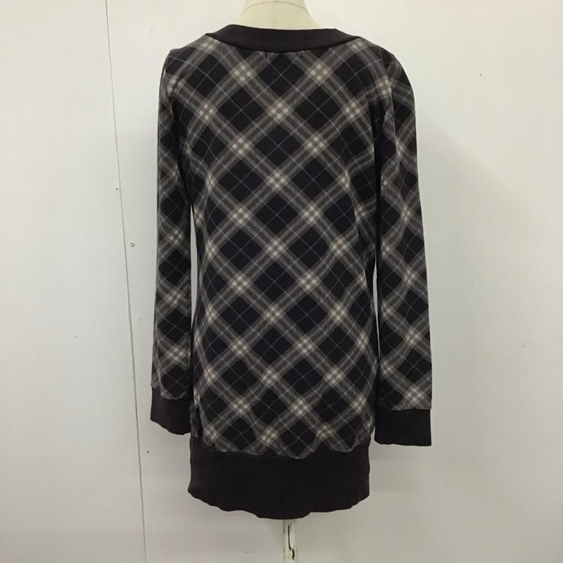 バーバリーブルーレーベル BURBERRY BLUE LABEL ワンピース ミニスカート FAF31-525-09 スウェット 長袖 Vネック ノバチェック 38 ワンポイント チャコールグレー / チャコールグレー /  レディース USED 古着 中古 10115482