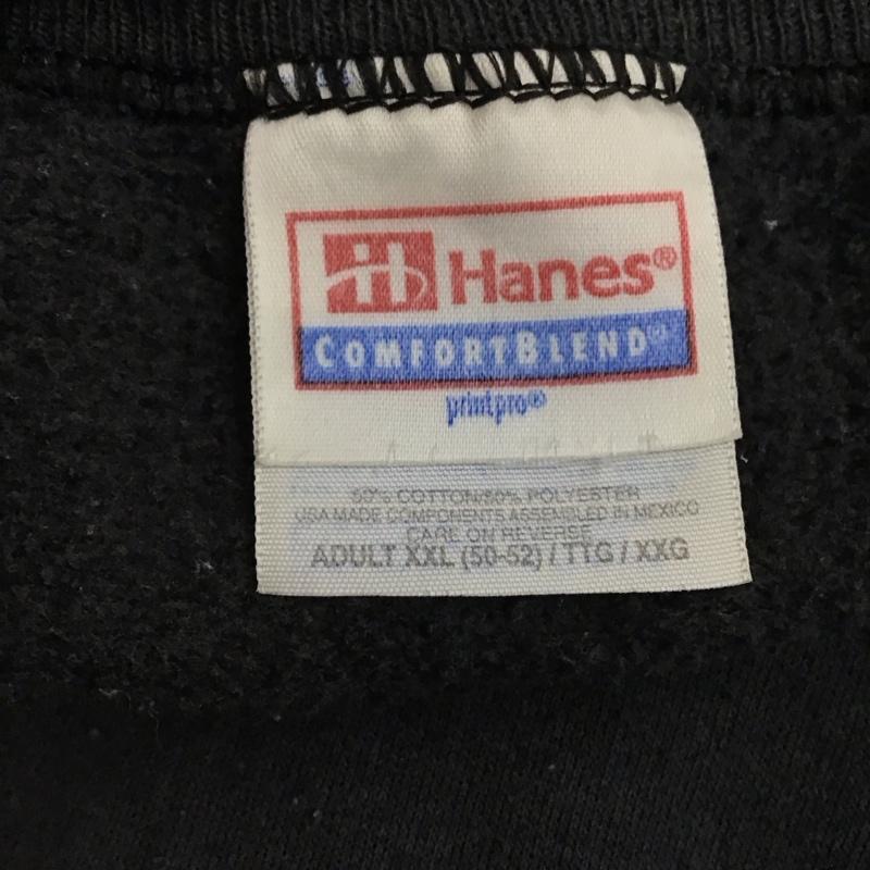 古着 USED トレーナー 長袖 長袖トレーナー スウェット クルーネック リブスウェットカットソー XXL プリント 黒 / ブラック /  メンズ USED 古着 中古 10124100