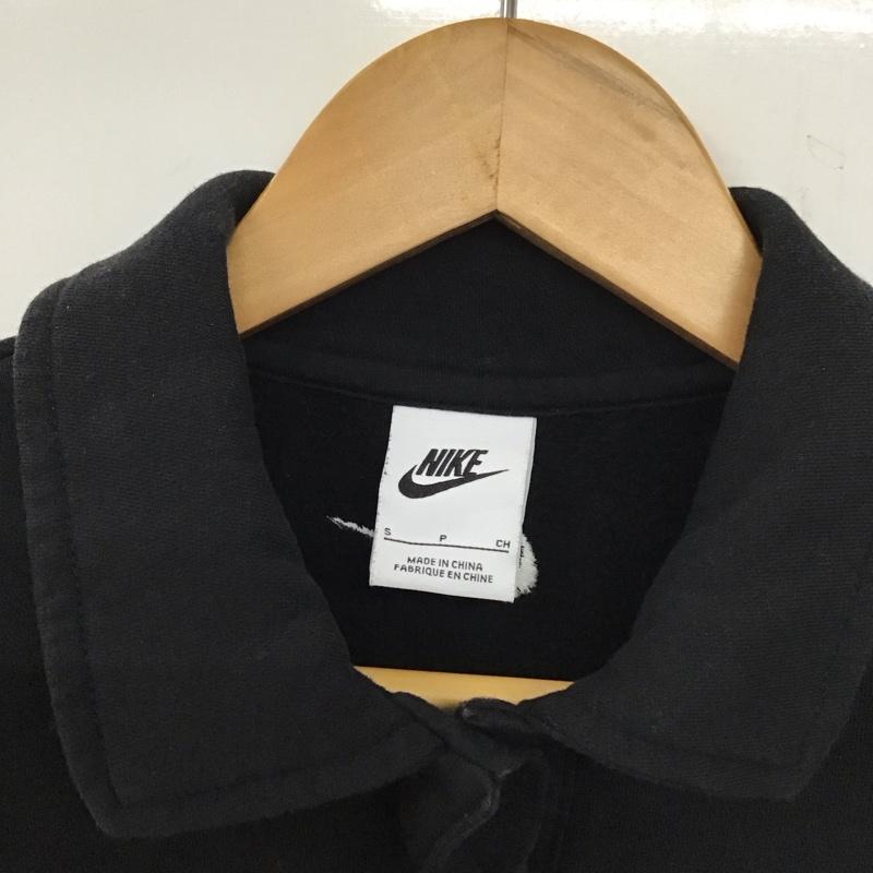 ナイキ NIKE トレーナー 長袖 FD0895-010 オーバーサイズド クロップ フリース ポロ スウェットシャツ S 無地 黒 / ブラック /  レディース USED 古着 中古 10137270