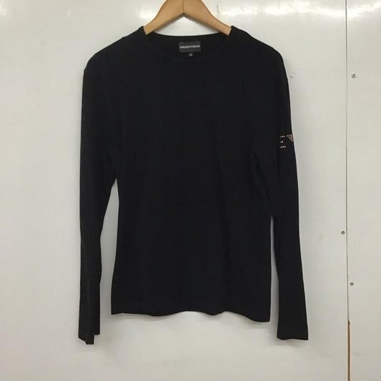 エンポリオアルマーニ EMPORIO ARMANI カットソー 長袖 長袖カットソー クルーネックカットソー スパンコール M ロゴ、文字 黒 / ブラック /  メンズ USED 古着 中古 10136159
