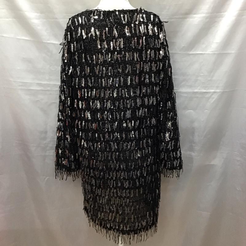 ザラ ZARA ワンピース ひざ丈スカート 長袖ワンピース ドレス Vネックワンピース S 総柄 黒 / ブラック /  レディース USED 古着 中古 10117979