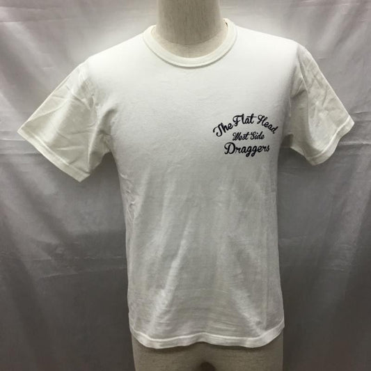 フラットヘッド The Flat Head Tシャツ 半袖 半袖カットソー プリントTシャツ クルーネックカットソー 38 ロゴ、文字 白 / ホワイト /  メンズ USED 古着 中古 10116715