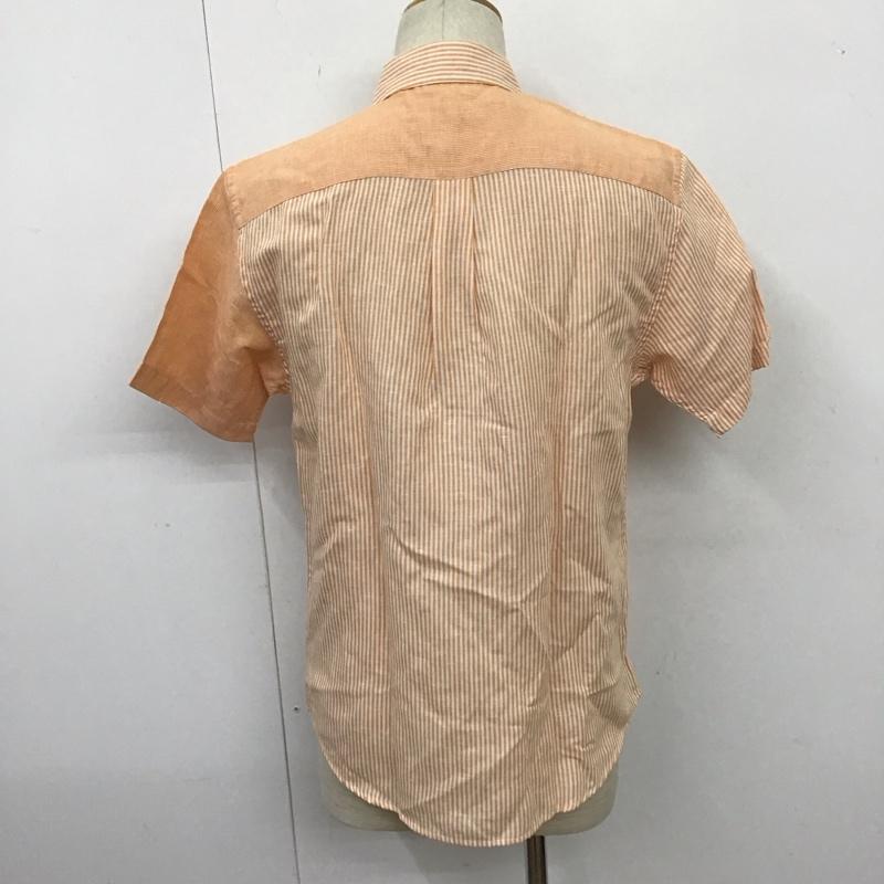 エディーバウアー Eddie Bauer シャツ、ブラウス 半袖 S ストライプ 白 / ホワイト / X 橙 / オレンジ /  メンズ USED 古着 中古 10111206