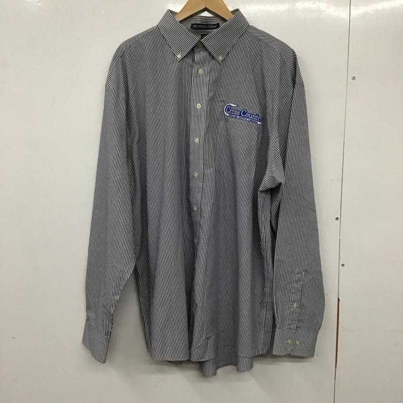 デボンジョーンズ Devon & Jones シャツ、ブラウス 長袖 長袖シャツ ストライプシャツ カラーシャツ ボタンダウンシャツ XXL ストライプ 白 / ホワイト / X 紺 / ネイビー /  メンズ USED 古着 中古 10137085
