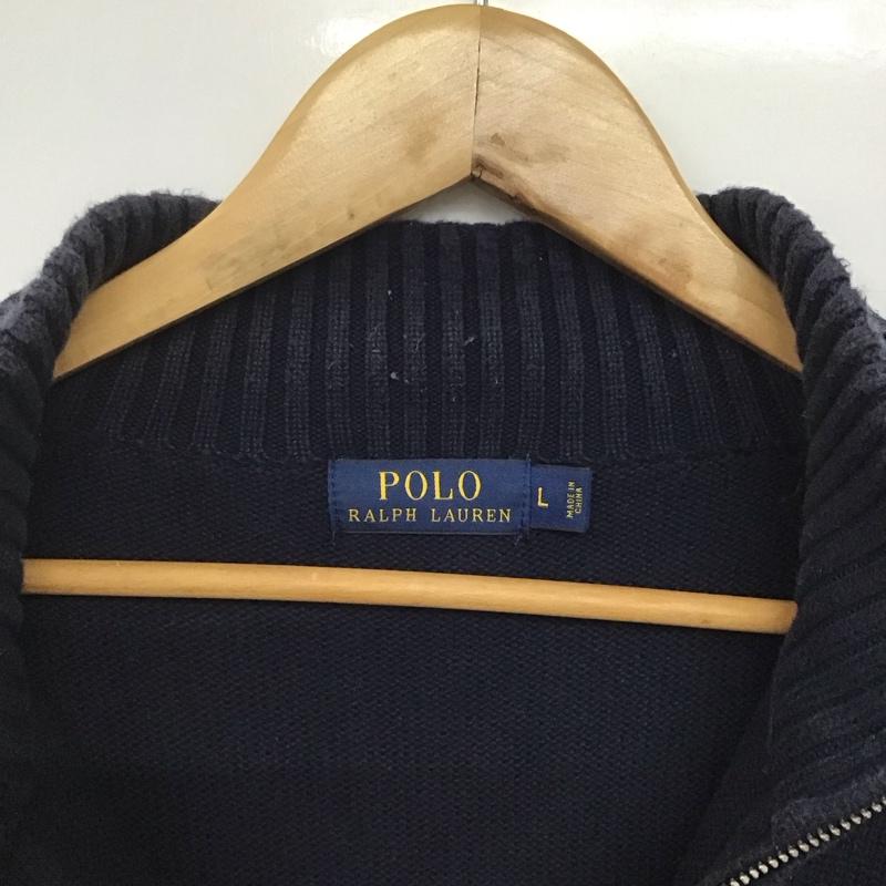 ポロラルフローレン POLO RALPH LAUREN ニット、セーター 長袖 ハーフジップ コットン L ワンポイント 紺 / ネイビー /  メンズ USED 古着 中古 10144724