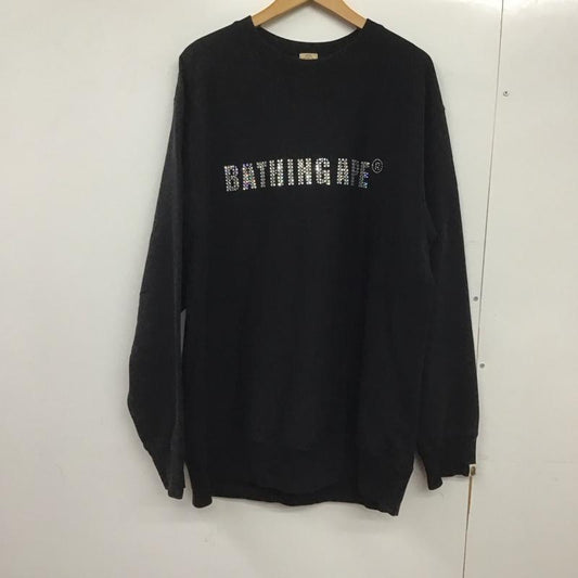 アベイシングエイプ A BATHING APE トレーナー 長袖 長袖トレーナー スウェット クルーネック プルオーバー L ロゴ、文字 黒 / ブラック /  メンズ USED 古着 中古 10146007