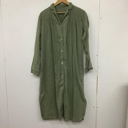 レイカズン Ray Cassin ワンピース ロングスカート 長袖ロングスカート シャツワンピース ノーカラーワンピース M 無地 カーキ / カーキ /  レディース USED 古着 中古 10136102