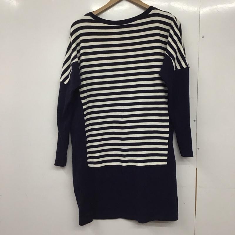 ラコステ LACOSTE ワンピース ロングスカート 長袖ロングワンピース ボーダーニットワンピース 40 ボーダー柄 白 / ホワイト / X 紺 / ネイビー /  レディース USED 古着 中古 10145118