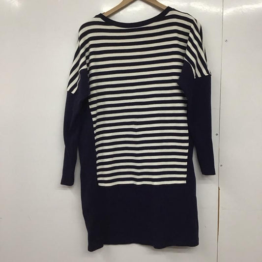 ラコステ LACOSTE ワンピース ロングスカート 長袖ロングワンピース ボーダーニットワンピース 40 ボーダー柄 白 / ホワイト / X 紺 / ネイビー /  レディース USED 古着 中古 10145118