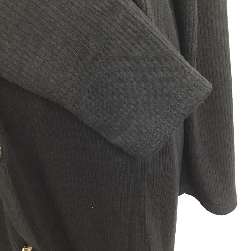 ザラ ZARA カーディガン 長袖 0264 603 800 ロング丈 Vネック L 無地 黒 / ブラック /  レディース USED 古着 中古 10120036