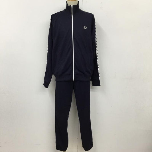 フレッドペリー FRED PERRY セットアップ セットアップ ジャージ セットアップ ジップアップジャケット ワイドパンツ L ロゴ、文字 紺 / ネイビー /  メンズ USED 古着 中古 10112413