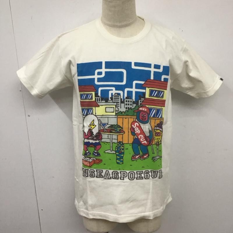 サプール SAPEur Tシャツ 半袖 半袖カットソー プリントTシャツ クルーネックカットソー L プリント 白 / ホワイト /  メンズ USED 古着 中古 10126427