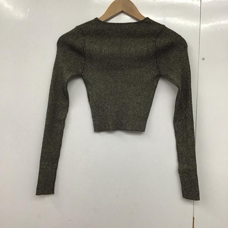 ザラ ZARA Tシャツ 長袖 長袖カットソー 無地カットソー クルーネック S 無地 金 / ゴールド / X 黒 / ブラック /  レディース USED 古着 中古 10143796
