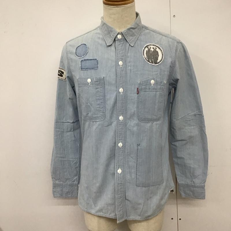 リーバイス Levi s シャツ、ブラウス 長袖 長袖シャツ カラーシャツ ポケットシャツ 長袖カットソー デニムシャツ M ロゴ、文字 インディゴ / インディゴ /  メンズ USED 古着 中古 10124101