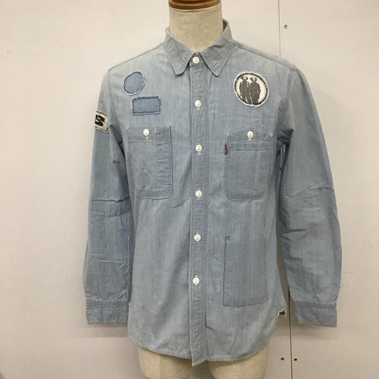リーバイス Levi s シャツ、ブラウス 長袖 長袖シャツ カラーシャツ ポケットシャツ 長袖カットソー デニムシャツ M ロゴ、文字 インディゴ / インディゴ /  メンズ USED 古着 中古 10124101