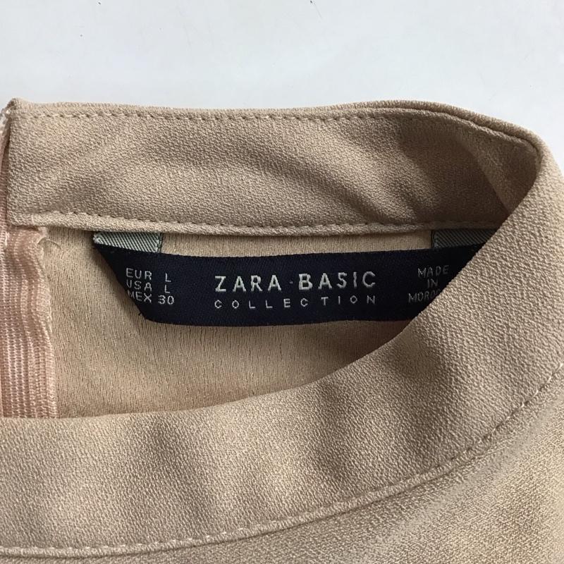 ザラベーシック ZARA BASIC ワンピース ひざ丈スカート 長袖ワンピース フレアワンピース 袖フリル L 無地 ベージュ / ベージュ /  レディース USED 古着 中古 10117988