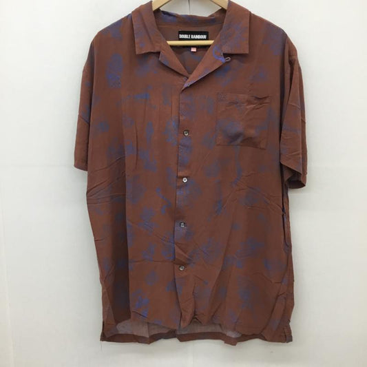 ダブルレインボー DOUBLE RAINBOUU シャツ、ブラウス 半袖 XL 総柄 茶 / ブラウン / X 青 / ブルー /  メンズ USED 古着 中古 10139192