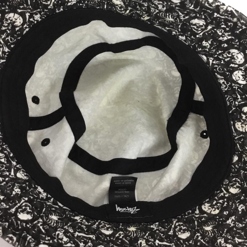 ステューシー STUSSY 帽子 ハット バケットハット ドクロ スカル 総柄 黒 / ブラック / X 白 / ホワイト /  メンズ USED 古着 中古 10147564