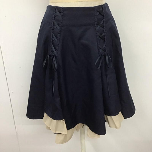 アクシーズファム axes femme スカート ひざ丈スカート GG281X31 レースアップ M 無地 紺 / ネイビー /  レディース USED 古着 中古 10110966