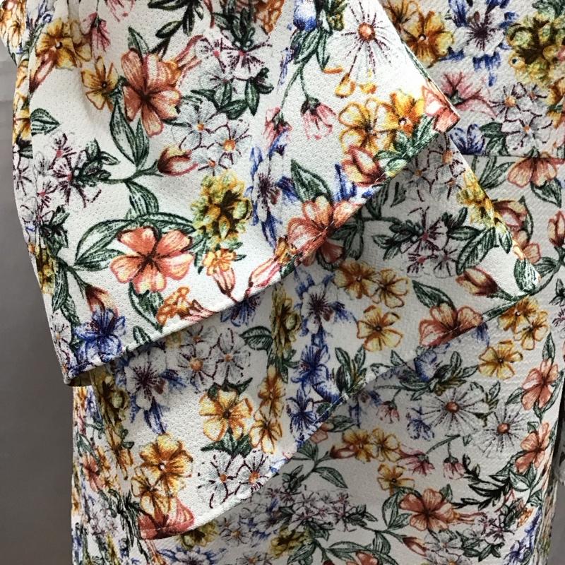 ザラベーシック ZARA BASIC ワンピース ひざ丈スカート 半袖ワンピース フレアスカート ひざ丈 フリル袖 XS プリント マルチカラー / マルチカラー /  レディース USED 古着 中古 10117977