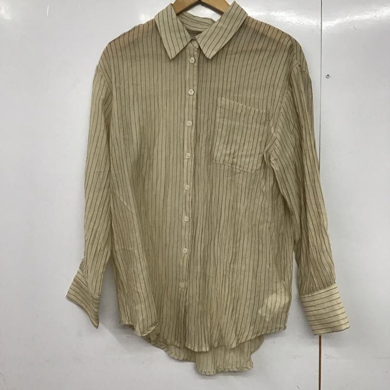 ディスコート Discoat シャツ、ブラウス 長袖 DCZ1051404A0014 シアーストライプシャツ FREE ストライプ ベージュ / ベージュ / X 黒 / ブラック /  レディース USED 古着 中古 10144131