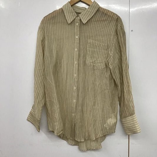 ディスコート Discoat シャツ、ブラウス 長袖 DCZ1051404A0014 シアーストライプシャツ FREE ストライプ ベージュ / ベージュ / X 黒 / ブラック /  レディース USED 古着 中古 10144131