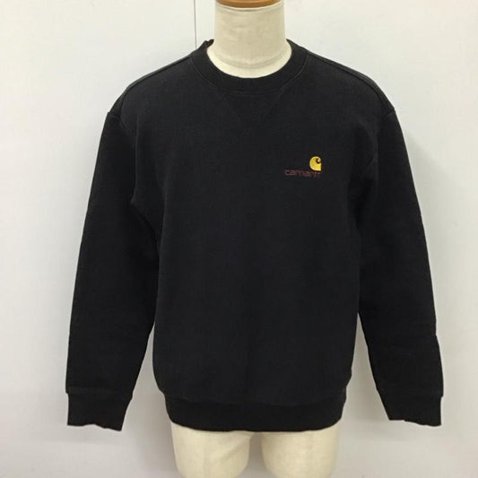 カーハート Carhartt トレーナー 長袖 長袖トレーナー スウェット クルーネック リブスウェットカットソー M ロゴ、文字 黒 / ブラック /  メンズ USED 古着 中古 10115361