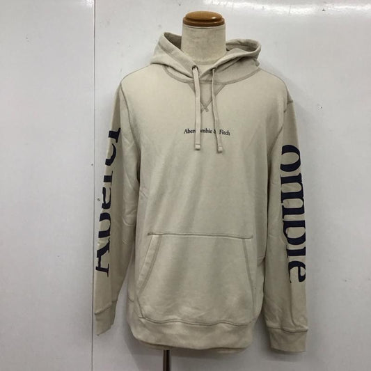 アバクロンビーアンドフィッチ ABERCROMBIE&FITCH パーカー 長袖 長袖パーカー フード付きパーカー プリントスウェット トレーナー XL ロゴ、文字 ベージュ / ベージュ /  メンズ USED 古着 中古 10116648