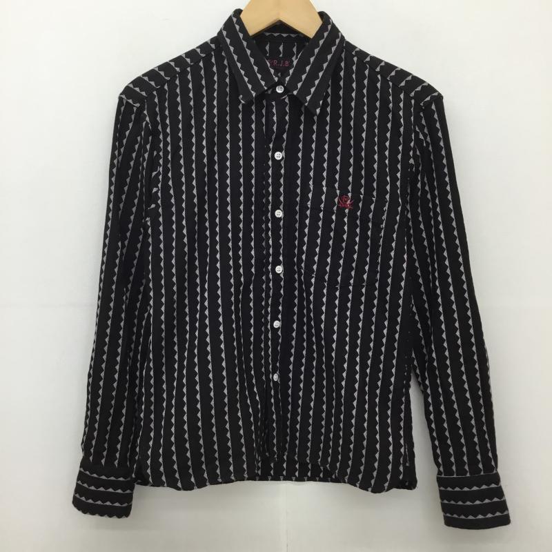 アールジェイビー R.J.B シャツ、ブラウス 長袖 36 総柄 黒 / ブラック / X 桃 / ピンク /  メンズ USED 古着 中古 10133482
