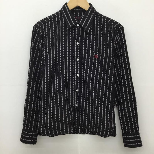 アールジェイビー R.J.B シャツ、ブラウス 長袖 36 総柄 黒 / ブラック / X 桃 / ピンク /  メンズ USED 古着 中古 10133482