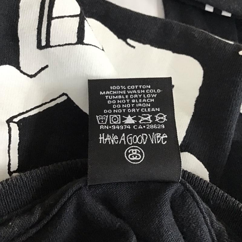 ステューシー STUSSY カットソー 長袖 長袖カットソー クルーネックカットソー ロングスリーブカットソー プリントTシャツ M ロゴ、文字 黒 / ブラック /  メンズ USED 古着 中古 10114713