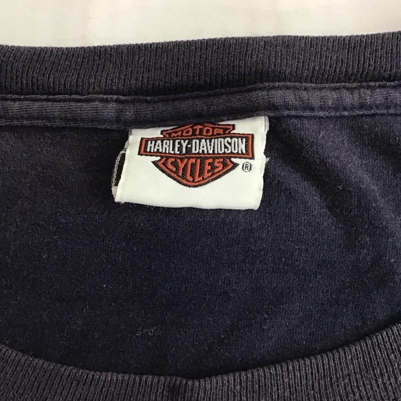 ハーレーダビッドソン Harley-Davidson カットソー 長袖 長袖カットソー クルーネックカットソー 長袖Tシャツ ロングスリーブカットソー XL プリント 黒 / ブラック /  メンズ USED 古着 中古 10111629