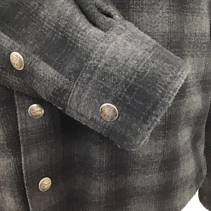 ブルコ BLUCO ジャケット、上着 ジャケット、ブレザー フード付き ワークシャツ 刺繍 L チェック 黒 / ブラック / X 灰 / グレー /  メンズ USED 古着 中古 10115072