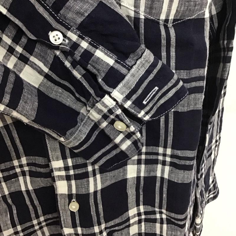 カトー KATO` シャツ、ブラウス 長袖 BS511614 141001 リネン S チェック 紺 / ネイビー / X 白 / ホワイト /  メンズ USED 古着 中古 10111828