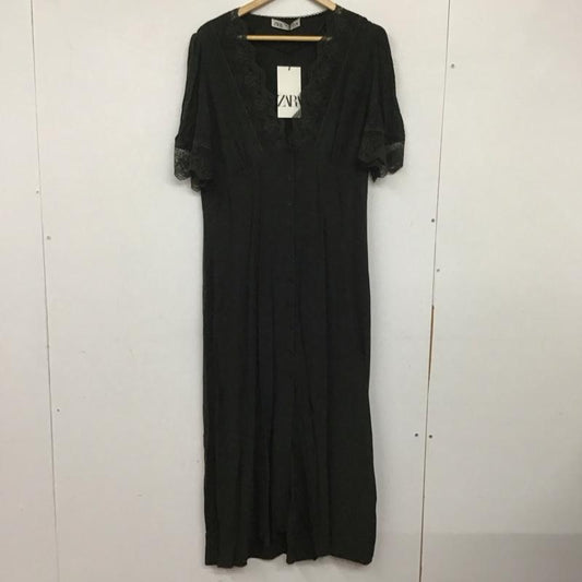ザラ ZARA ワンピース ロングスカート 半袖ロングワンピース フレアスカート 前ボタン 前開き L 無地 緑 / グリーン /  レディース USED 古着 中古 10138308