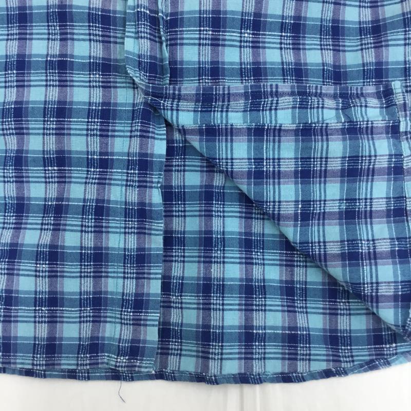 ユーズドクロージング used clothes シャツ、ブラウス 半袖 ディズニー　Disney L チェック X キャラクター 青 / ブルー /  メンズ USED 古着 中古 10129012