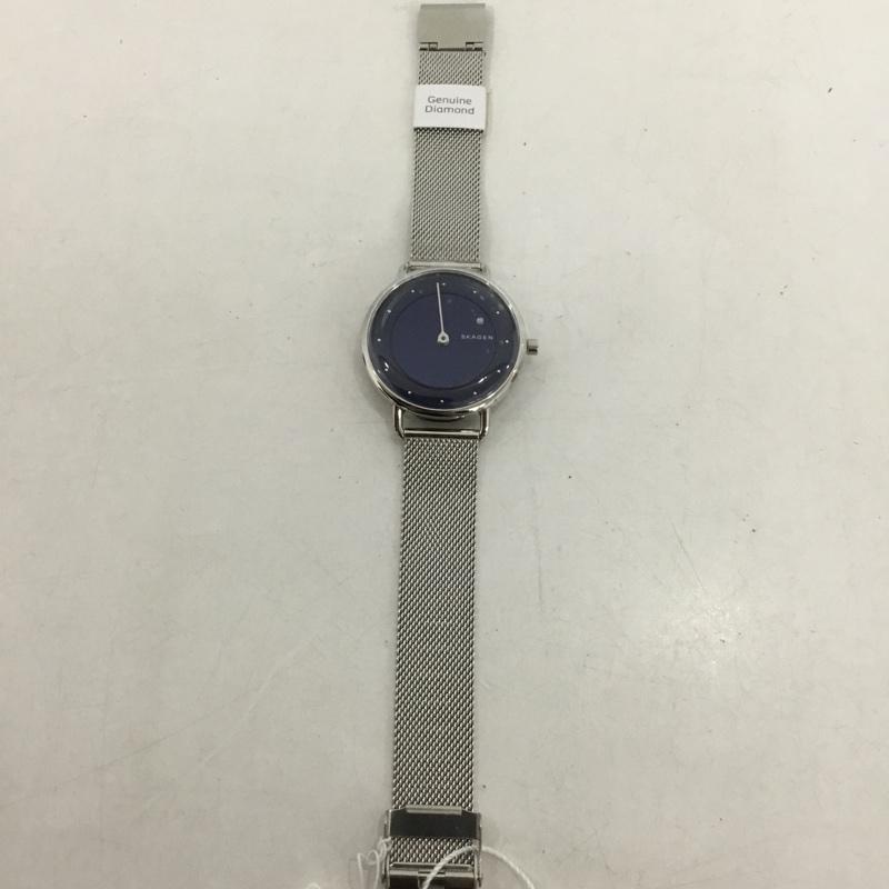 スカーゲン SKAGEN 腕時計 アナログ（クォーツ式） SKW2738 ロゴ、文字 紺 / ネイビー / X 銀 / シルバー /  レディース USED 古着 中古 10135172