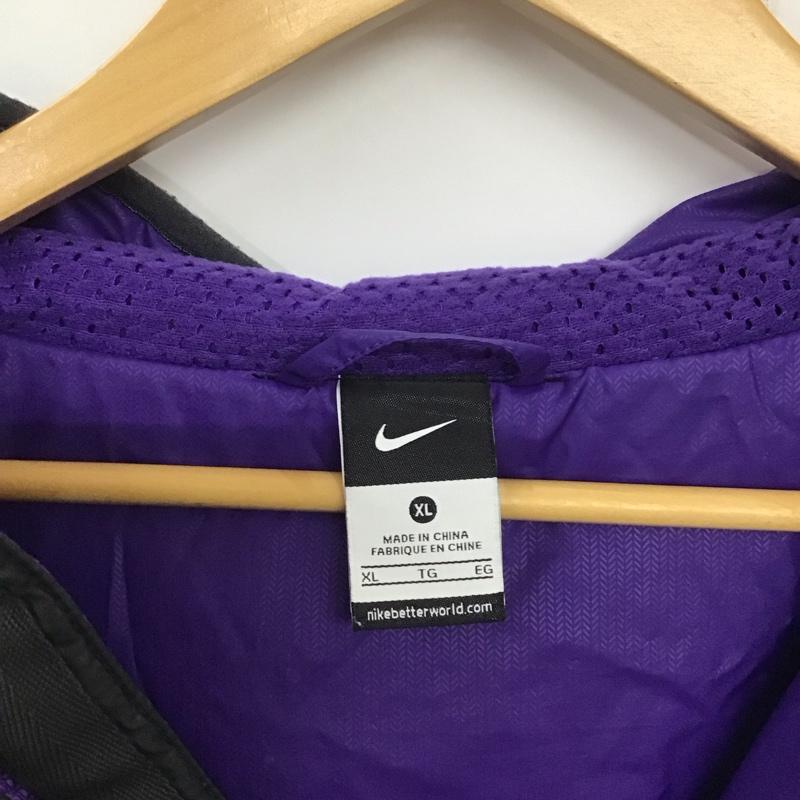 ナイキ NIKE ジャケット、上着 ジャンパー、ブルゾン ジップアップジャケット ナイロンジャケット アウター XL ロゴ、文字 黒 / ブラック / X 紫 / パープル /  メンズ USED 古着 中古 10139888