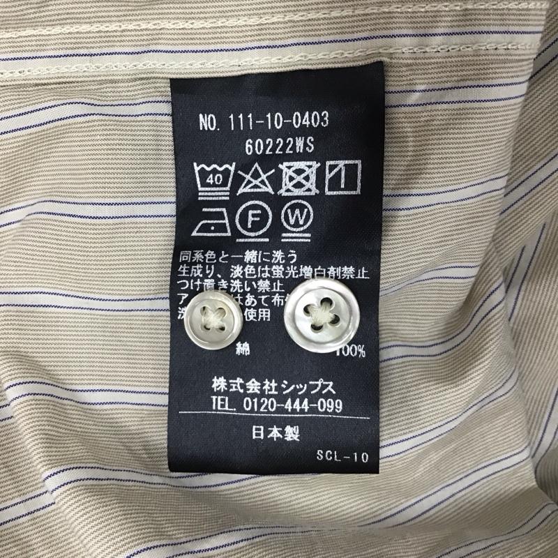 シップス SHIPS シャツ、ブラウス 長袖 111-10-0403 バンドカラー L ストライプ ベージュ / ベージュ /  メンズ USED 古着 中古 10112397