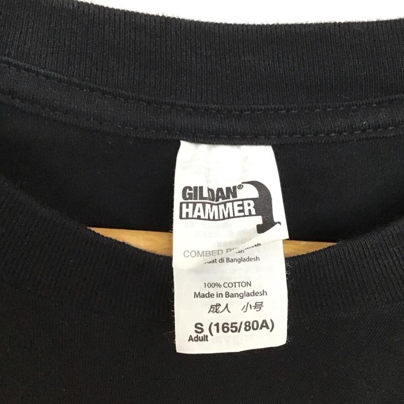 ギルダン GILDAN Tシャツ 半袖 半袖カットソー プリントTシャツ クルーネックカットソー S プリント 黒 / ブラック /  メンズ USED 古着 中古 10134599