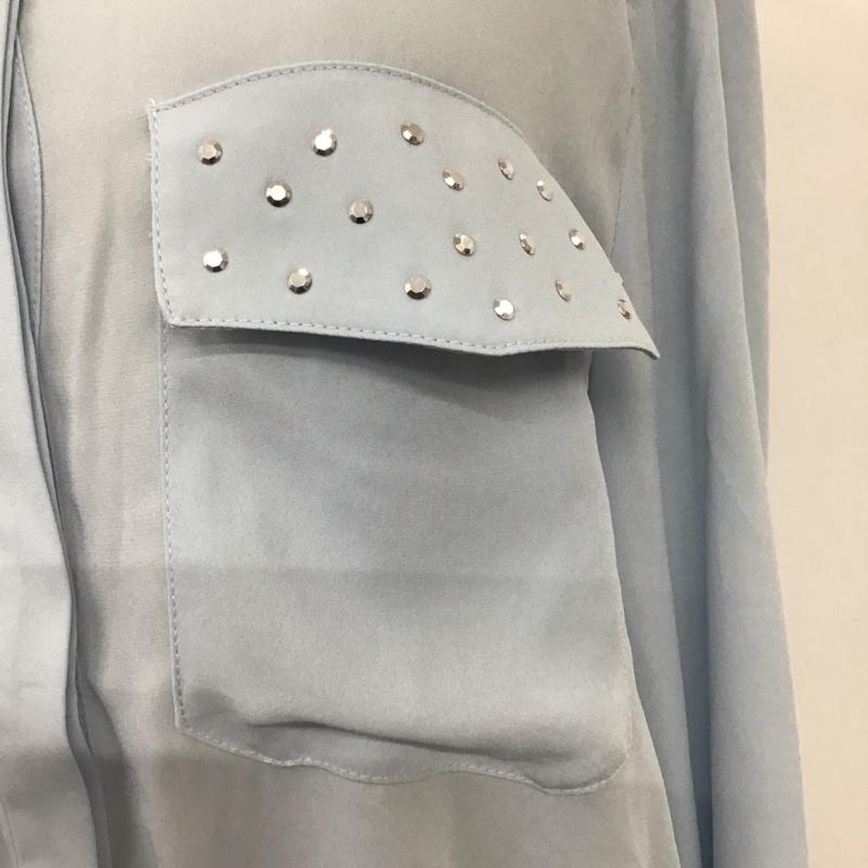 ザラ ZARA シャツ、ブラウス 長袖 スタッズ ワークシャツ S 無地 水色 / ライトブルー /  レディース USED 古着 中古 10120061