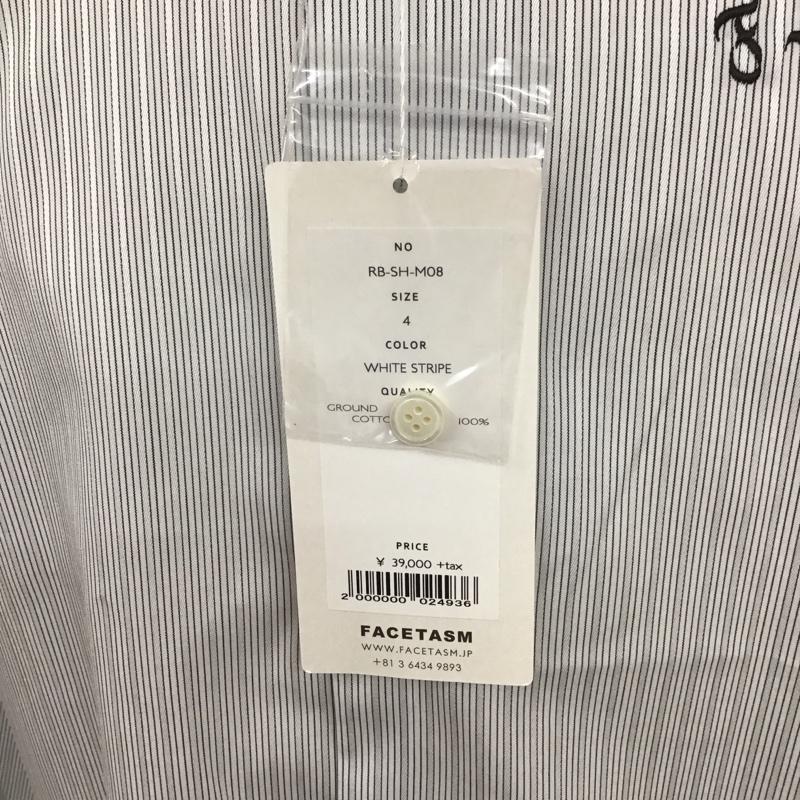 ファセッタズム FACETASM シャツ、ブラウス 長袖 RB-SH-M08 コットン ストライプ 刺繍 4 ロゴ、文字 白 / ホワイト / X 黒 / ブラック /  メンズ USED 古着 中古 10111573