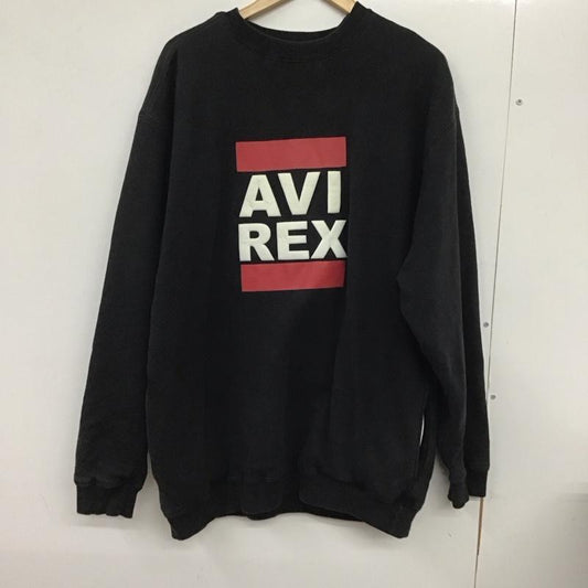 アヴィレックス AVIREX トレーナー 長袖 長袖トレーナー スウェット クルーネック プルオーバー M ロゴ、文字 黒 / ブラック /  メンズ USED 古着 中古 10132691