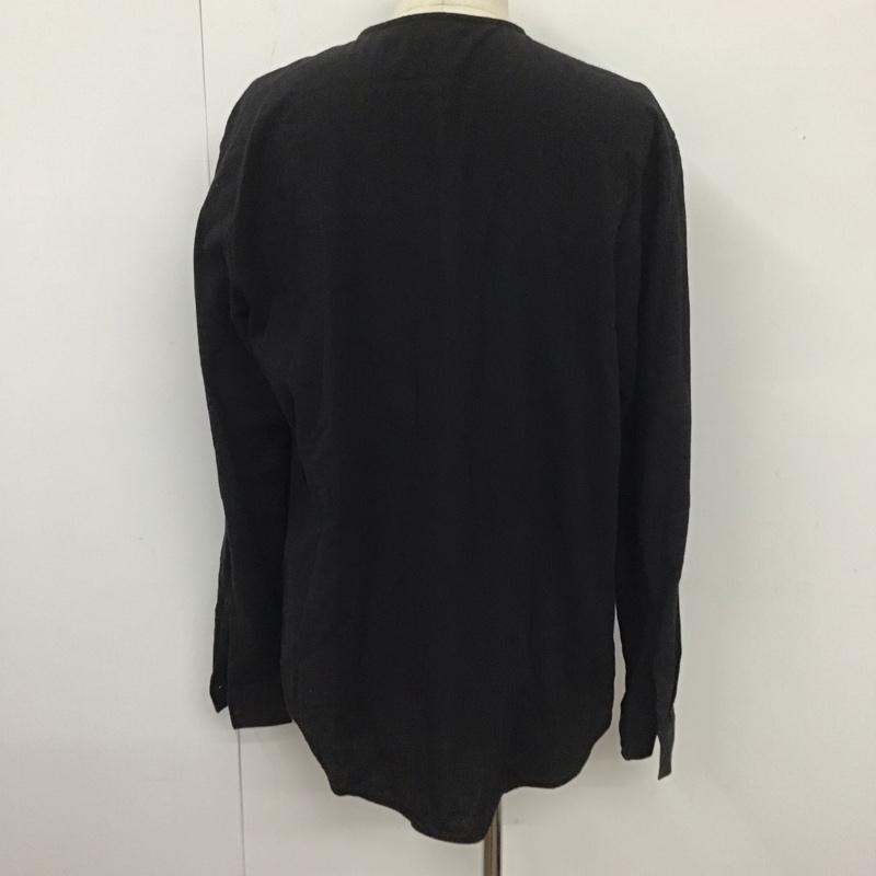 ザラメン ZARA MAN シャツ、ブラウス 長袖 ジップアップシャツジャケット ノーカラーシャツ カジュアルシャツ L 無地 黒 / ブラック /  メンズ USED 古着 中古 10110430