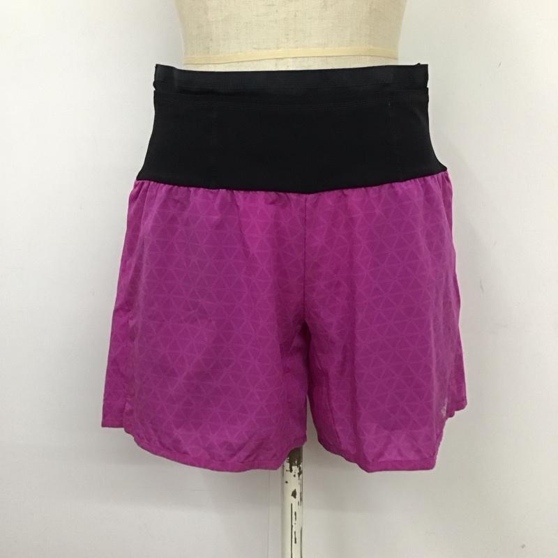 ザノースフェイス THE NORTH FACE パンツ ショートパンツ NBW41571 ノベルティーフライウェイトレーシングショート アウトドア L ロゴ、文字 紫 / パープル / X 黒 / ブラック /  レディース USED 古着 中古 10118718