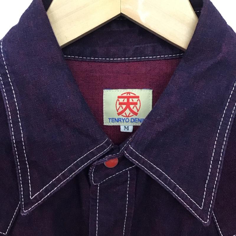クラシキテンリョウデニム 倉敷天領デニム シャツ、ブラウス 長袖 長袖シャツ 無地シャツ カラーシャツ M 無地 紫 / パープル /  メンズ USED 古着 中古 10136553