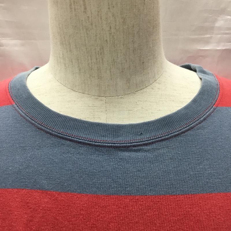 ポロバイラルフローレン Polo by RALPH LAUREN Tシャツ 半袖 クルーネック ワイドボーダー L ワンポイント 灰 / グレー / X 赤 / レッド /  メンズ USED 古着 中古 10115686