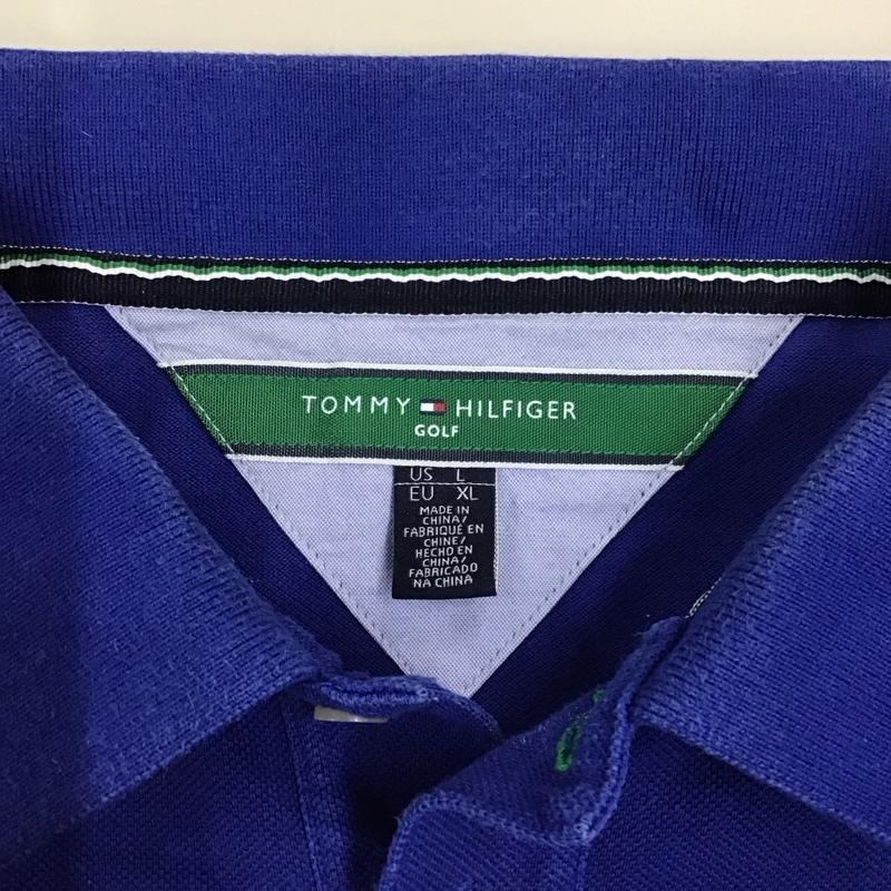 トミーヒルフィガー TOMMY HILFIGER ポロシャツ 半袖 半袖ポロシャツ カラーシャツ 半袖カットソー L ロゴ、文字 青 / ブルー /  メンズ USED 古着 中古 10116249
