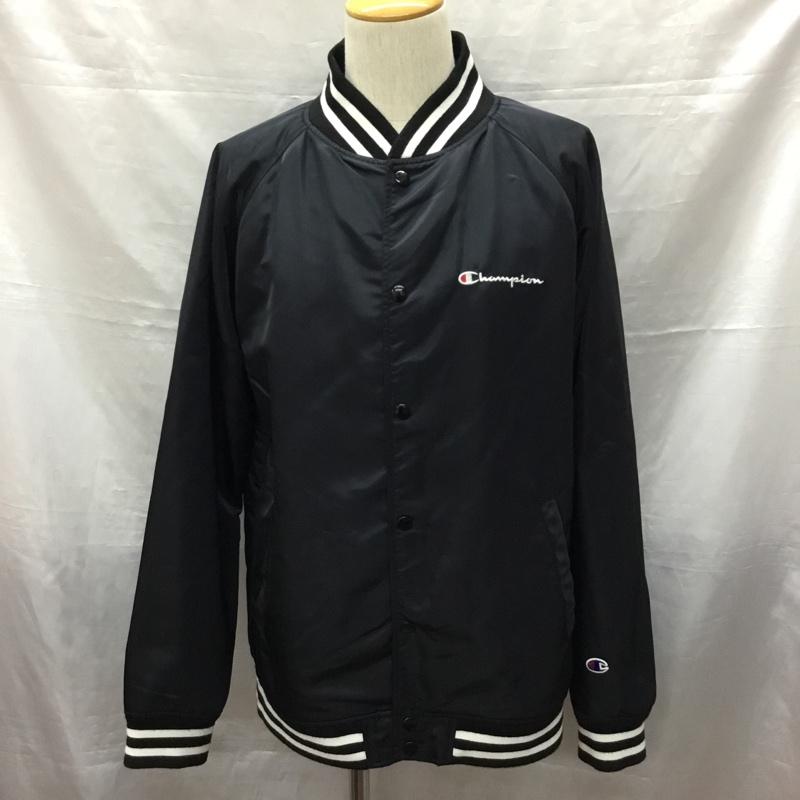 チャンピオン Champion ジャケット、上着 ジャケット、ブレザー c3-j619 ジャケット ナイロンジャケット カジュアルジャケット XL ロゴ、文字 黒 / ブラック /  メンズ USED 古着 中古 10120121